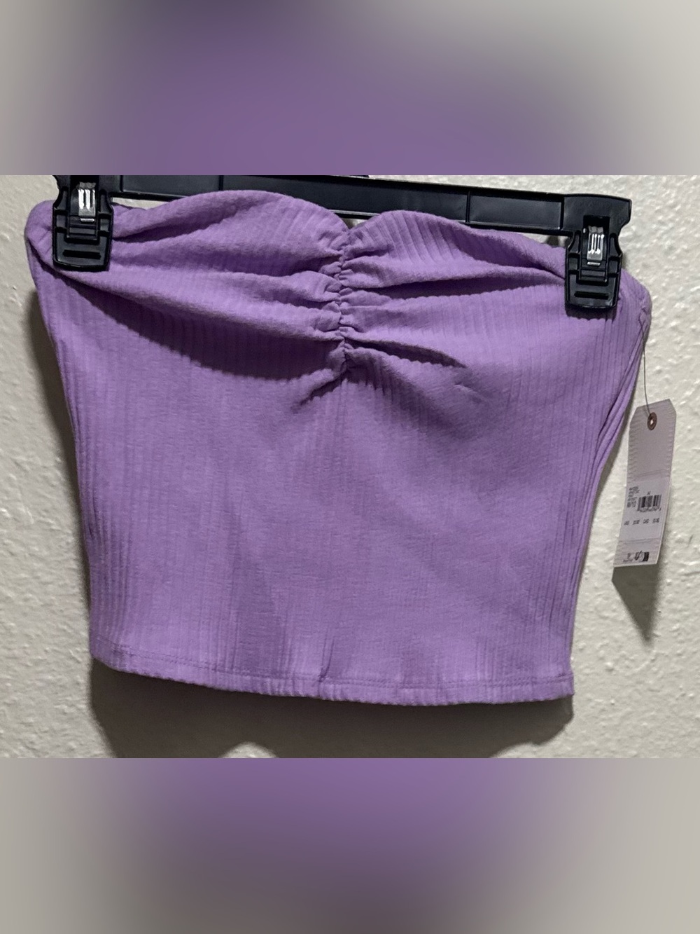 Billabong Lavender Ribbed Ruched Crop Top